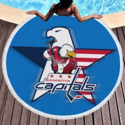 Popular American Hockey Team Washington Capitals Round Beach Towel 1