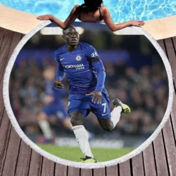 Popular Chelsea Football Player N Golo Kante Round Beach Towel 1