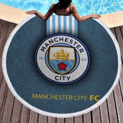 Popular England Soccer Club Manchester City Logo Round Beach Towel 1