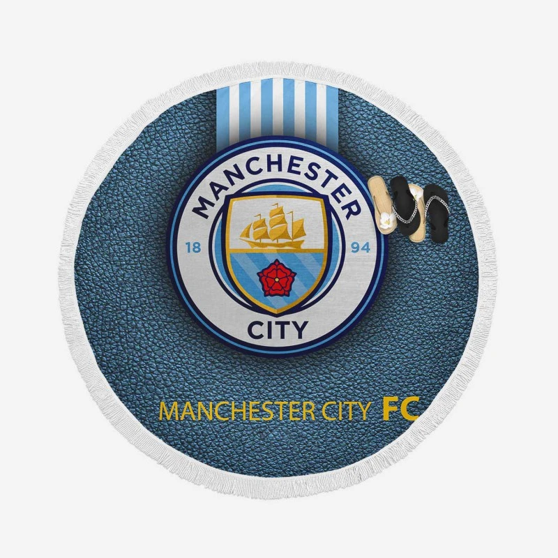 Popular England Soccer Club Manchester City Logo Round Beach Towel