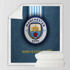 Popular England Soccer Club Manchester City Logo Sherpa Fleece Blanket
