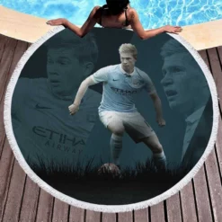 Popular Football Player Kevin De Bruyne Round Beach Towel 1