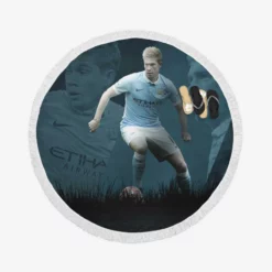 Popular Football Player Kevin De Bruyne Round Beach Towel