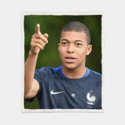 Popular Football Player Kylian Mbappe Sherpa Fleece Blanket 1