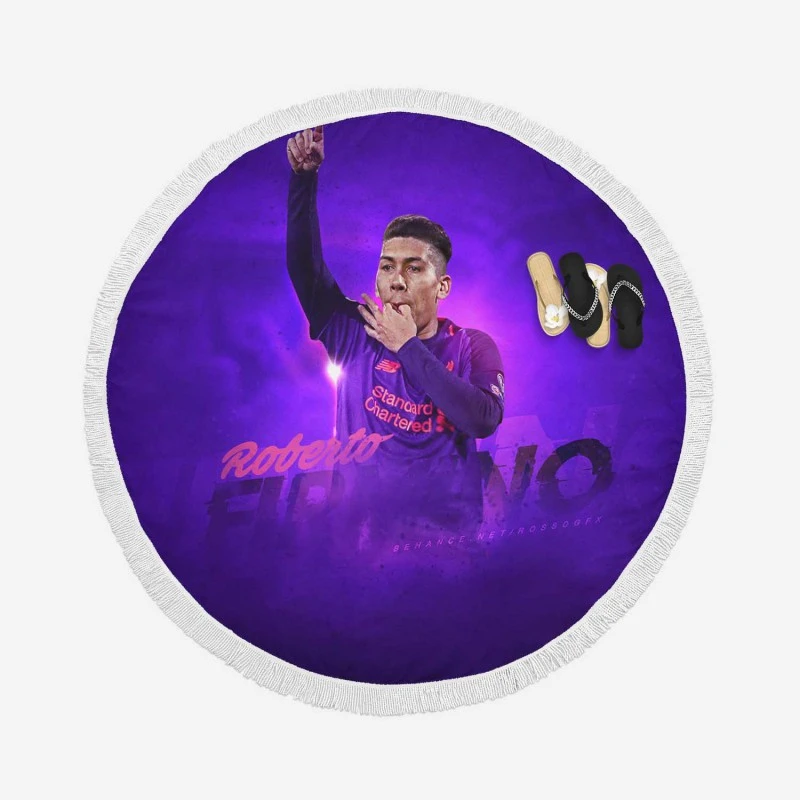 Popular Football Player Roberto Firmino Round Beach Towel