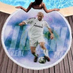 Popular Footballer Zinedine Zidane Round Beach Towel 1