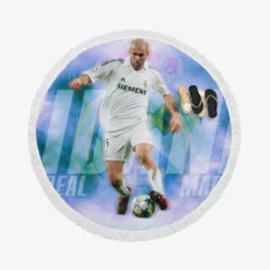 Popular Footballer Zinedine Zidane Round Beach Towel