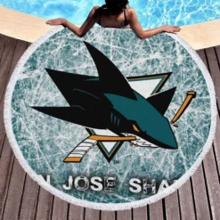 Popular Hockey Club San Jose Sharks Round Beach Towel 1