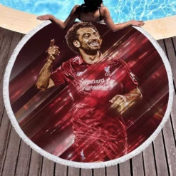 Popular Liverpool Sports Player Mohamed Salah Round Beach Towel 1