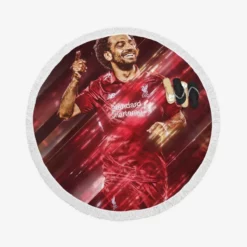 Popular Liverpool Sports Player Mohamed Salah Round Beach Towel