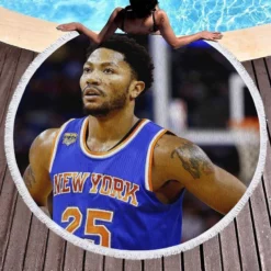 Popular NBA Basketball Player Derrick Rose Round Beach Towel 1