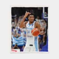 Popular NBA Basketball Player Giannis Antetokounmpo Sherpa Fleece Blanket 1