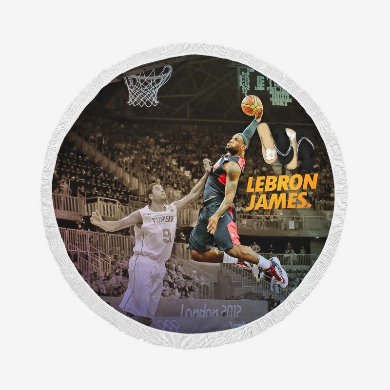 Popular NBA Basketball Player LeBron James Round Beach Towel