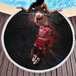 Popular NBA Basketball Player Michael Jordan Round Beach Towel 1