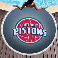 Popular NBA Basketball Team Detroit Pistons Round Beach Towel 1