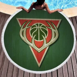 Popular NBA Basketball Team Milwaukee Bucks Round Beach Towel 1