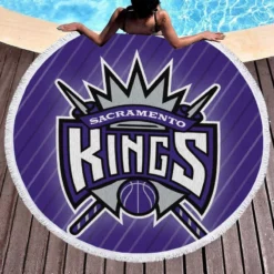 Popular NBA Team Sacramento Kings Round Beach Towel 1