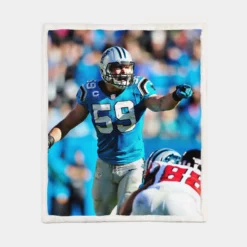 Popular NFL Football Player Luke Kuechly Sherpa Fleece Blanket 1