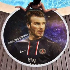 Popular PSG Football Player David Beckham Round Beach Towel 1