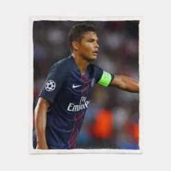 Popular PSG Football Player Thiago Silva Sherpa Fleece Blanket 1