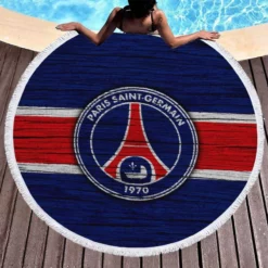 Popular Paris Soccer Team PSG Logo Round Beach Towel 1