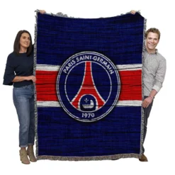 Popular Paris Soccer Team PSG Logo Woven Blanket