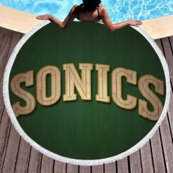 Popular Seattle Supersonics Basketball team Round Beach Towel 1