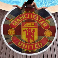 Popular Soccer Club Manchester United Logo Round Beach Towel 1