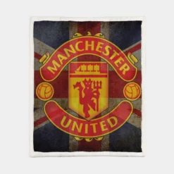 Popular Soccer Club Manchester United Logo Sherpa Fleece Blanket 1