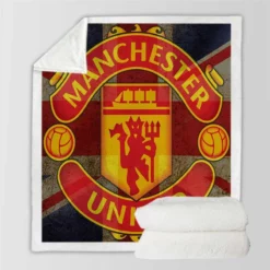 Popular Soccer Club Manchester United Logo Sherpa Fleece Blanket