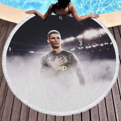 Popular Sports person for All Time Cristiano Ronaldo Round Beach Towel 1