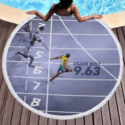 Popular Sprinter Usain Bolt Round Beach Towel 1