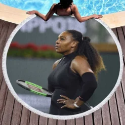 Popular Tennis Player Serena Williams Round Beach Towel 1