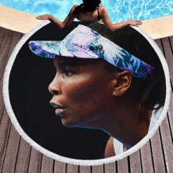 Popular Tennis Player Venus Williams Round Beach Towel 1