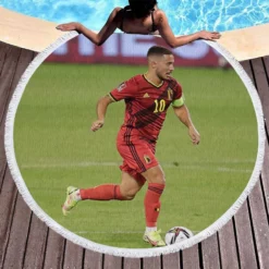 Populer Belgium Midfilder Eden Hazard Round Beach Towel 1