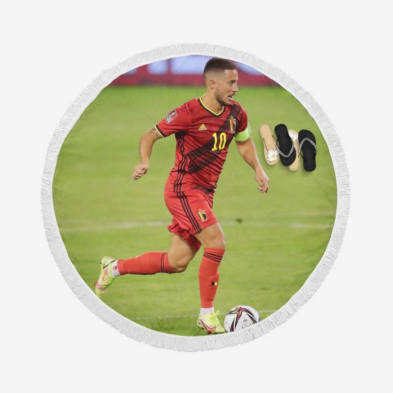 Populer Belgium Midfilder Eden Hazard Round Beach Towel