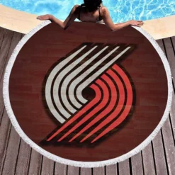 Portland Trail Blazers Team Logo Round Beach Towel 1