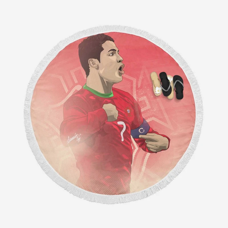 Portugal Captain Cristiano Ronaldo Round Beach Towel