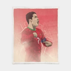 Portugal Captain Cristiano Ronaldo Sherpa Fleece Blanket 1