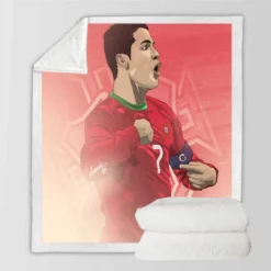 Portugal Captain Cristiano Ronaldo Sherpa Fleece Blanket