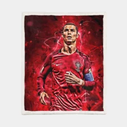 Portugal Captain sports Player Cristiano Ronaldo Sherpa Fleece Blanket 1