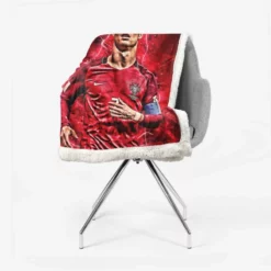 Portugal Captain sports Player Cristiano Ronaldo Sherpa Fleece Blanket 2