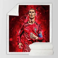 Portugal Captain sports Player Cristiano Ronaldo Sherpa Fleece Blanket