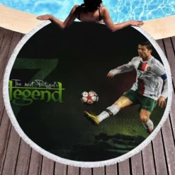 Portugal Soccer Player Cr7 Cristiano Ronaldo Round Beach Towel 1