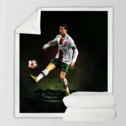 Portugal Soccer Player Cr7 Cristiano Ronaldo Sherpa Fleece Blanket