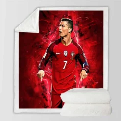 Portugal Soccer Player Cristiano Ronaldo Sherpa Fleece Blanket