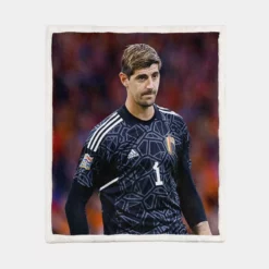 Powerful Belgium Football Thibaut Courtois Sherpa Fleece Blanket 1