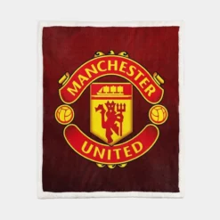 Powerful English Football Club Manchester United Logo Sherpa Fleece Blanket 1