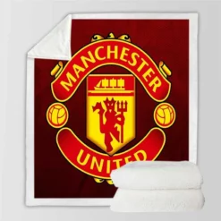 Powerful English Football Club Manchester United Logo Sherpa Fleece Blanket