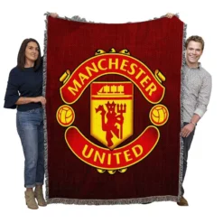 Powerful English Football Club Manchester United Logo Woven Blanket